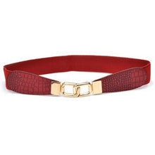 Women Fashion Metal Vintage Elastic Stretch Gold Buckle Waist PU Leather Belt Waistband U50 NW