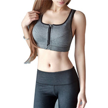 Women Fitness Stretch Workout Tank Top Seamless Bra Racerback Zipper Leisure Bra NW