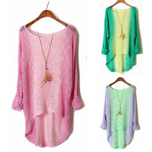 Women Girl Loose Long Pullover Irregular Long Sleeve Casual Blouse Tops NW