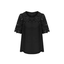 Women Lace Blouses Sexy Plus Size Hollow Crochet Chiffon Blusas Feminina Short Sleeve Shirt Top Blouse S-XL NW