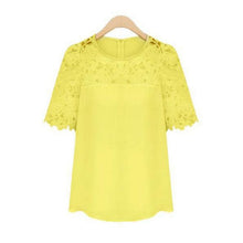 Women Lace Blouses Sexy Plus Size Hollow Crochet Chiffon Blusas Feminina Short Sleeve Shirt Top Blouse S-XL NW