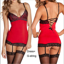 Women Lace Dress Sexy Lingerie Red Babydoll Sleepwear G-string Underwear NW
