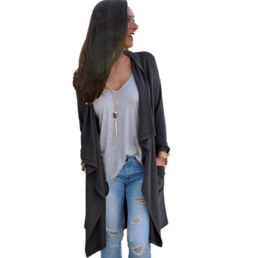 Women Long Sleeve Knitted Cardigan Open Stitch Trench Loose Sweater Outwear Coat Sweater Top NW
