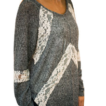 Women Long Sleeve Scoop Neck Loose Sweater Lace Blouse Shirt Top Blouse Pullover NW