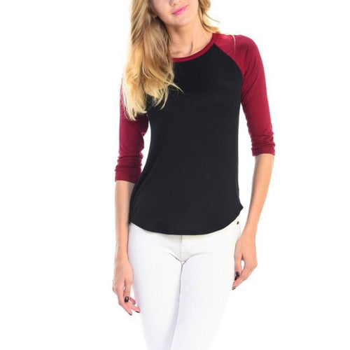 Women O-Neck Patchwork T Shirt Fashion half sleeve T-shirt Tee Tops Blusas Femininas NW