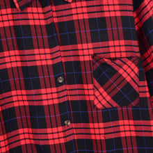 Women Red Plaid Long Shirt Coat Turn Down Collar Casual Loose Shirts Tops Blouse Plus Size NW