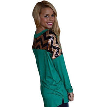 Women Sequins Decor Long Sleeve Loose Shirts Blouse Pullover Casual Tops Shirt NW