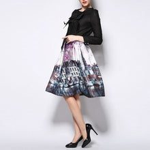 Women Stretch High Waist Painting Skater Flared Pleated Long Maxi Skirt S-XXL NW
