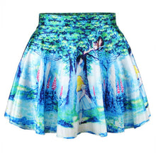 Women 3D Printed Short Mini High Waist Skirt Flared Pleated Skirts NW