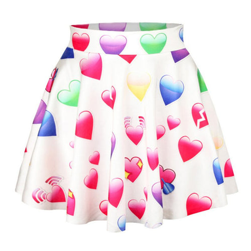 Women 3D Printed Short Mini High Waist Skirt Flared Pleated Skirts NW