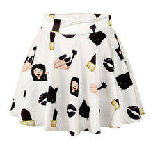 Women 3D Printed Short Mini High Waist Skirt Flared Pleated Skirts NW