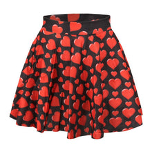 Women 3D Printed Short Mini High Waist Skirt Flared Pleated Skirts NW