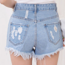 Women High Waist Tassel Hole Short Jeans Denim Slim Shorts Pants 26-31 style NW