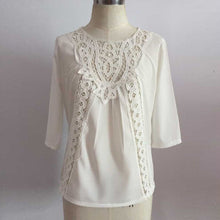 Women Loose Casual Lace Crochet Chiffon Three Quarter Sleeve Shirt Tops Blouse NW