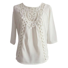Women Loose Casual Lace Crochet Chiffon Three Quarter Sleeve Shirt Tops Blouse NW