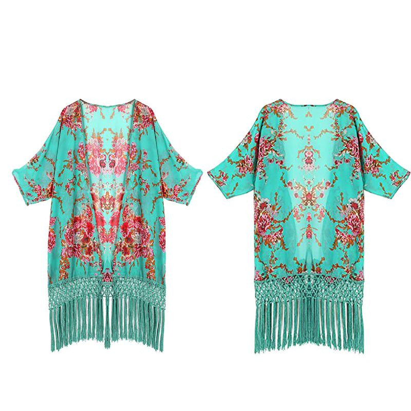 Women Swimwears Print Sexy Cover-ups Beach Dress Swimwear Bikini Cover Up Blouses LZH7 NW