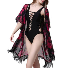 Women Vintage Boho Kimono Cardigan Blouse Female Chiffon Cover Up Tops Tassels Blouses NW