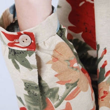 Women Vintage Floral Long Sleeve V-Neck Casual Dress Pregnant Maternity Linen Dresses M-XXL NW