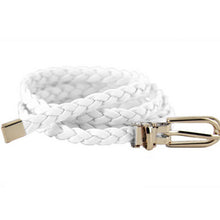 Women Weaved Braid PU Leather Skinny Narrow Waistband Waist Belt 1 CM Wide E80 NW
