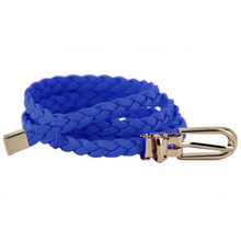 Women Weaved Braid PU Leather Skinny Narrow Waistband Waist Belt 1 CM Wide E80 NW