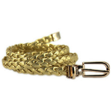 Women Weaved Braid PU Leather Skinny Narrow Waistband Waist Belt 1 CM Wide E80 NW