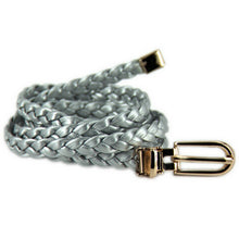 Women Weaved Braid PU Leather Skinny Narrow Waistband Waist Belt 1 CM Wide E80 NW