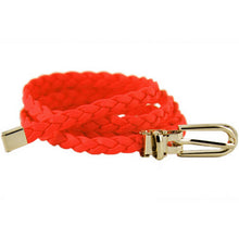 Women Weaved Braid PU Leather Skinny Narrow Waistband Waist Belt 1 CM Wide E80 NW