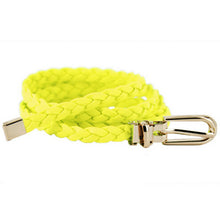 Women Weaved Braid PU Leather Skinny Narrow Waistband Waist Belt 1 CM Wide E80 NW