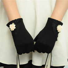 Women Cotton Touch Screen Glove Bow Flower Lace Warm Wrist Gloves Mittens NW