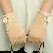 Women Cotton Touch Screen Glove Bow Flower Lace Warm Wrist Gloves Mittens NW