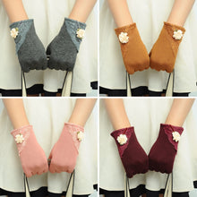 Women Cotton Touch Screen Glove Bow Flower Lace Warm Wrist Gloves Mittens NW