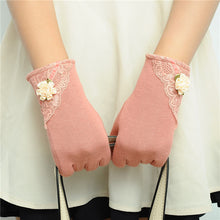Women Cotton Touch Screen Glove Bow Flower Lace Warm Wrist Gloves Mittens NW