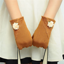 Women Cotton Touch Screen Glove Bow Flower Lace Warm Wrist Gloves Mittens NW