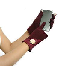 Women Cotton Touch Screen Glove Bow Flower Lace Warm Wrist Gloves Mittens NW