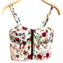 Women Zipper Floral Bralette Bralet Bra Bustier Crop Top Cami Padded Bikini Tank NW
