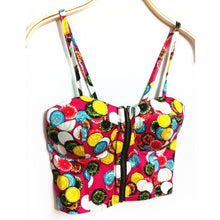 Women Zipper Floral Bralette Bralet Bra Bustier Crop Top Cami Padded Bikini Tank NW