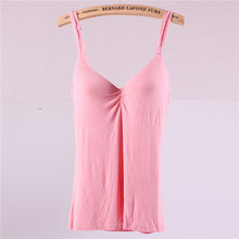Womens Adjustable Strap Tops Built In Bra Padded Bra Modal Soft Tank Tops Cami Blouse NW
