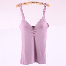 Womens Adjustable Strap Tops Built In Bra Padded Bra Modal Soft Tank Tops Cami Blouse NW
