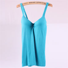 Womens Adjustable Strap Tops Built In Bra Padded Bra Modal Soft Tank Tops Cami Blouse NW