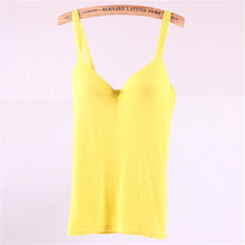 Womens Adjustable Strap Tops Built In Bra Padded Bra Modal Soft Tank Tops Cami Blouse NW