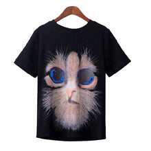 Womens Tops Fashion Women Tees Cute Cat Print T-shirt Short Sleeve Tops Cotton M-XXL Plus Size NW