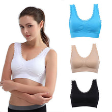 Womens exercise fitness Bra Padded Bras Lace Crop Top Stretch workout Vest New NW