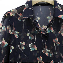 blusas femininas Women Button Down Tops Chiffon Long Sleeve Casual Flower Blouse Shirt S-XXL NW