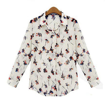 blusas femininas Women Button Down Tops Chiffon Long Sleeve Casual Flower Blouse Shirt S-XXL NW